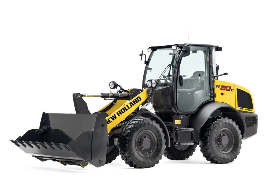 Schwarz-gelber New Holland Radlader, Modell W80C